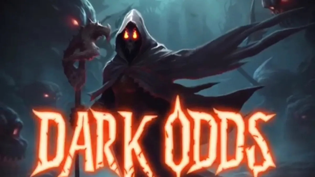 Interface do jogo de slot Dark Odds com tema sombrio